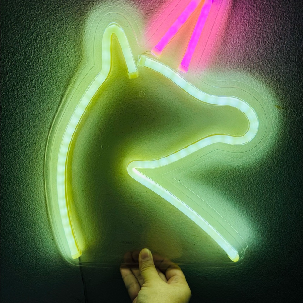 Unicorn Neon Light White & Pink Horn Room Decor